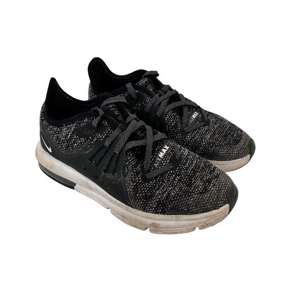 Nike Air Max Sequent 3 Black Knit Sneakers Sz 1Y - Picture 1 of 6